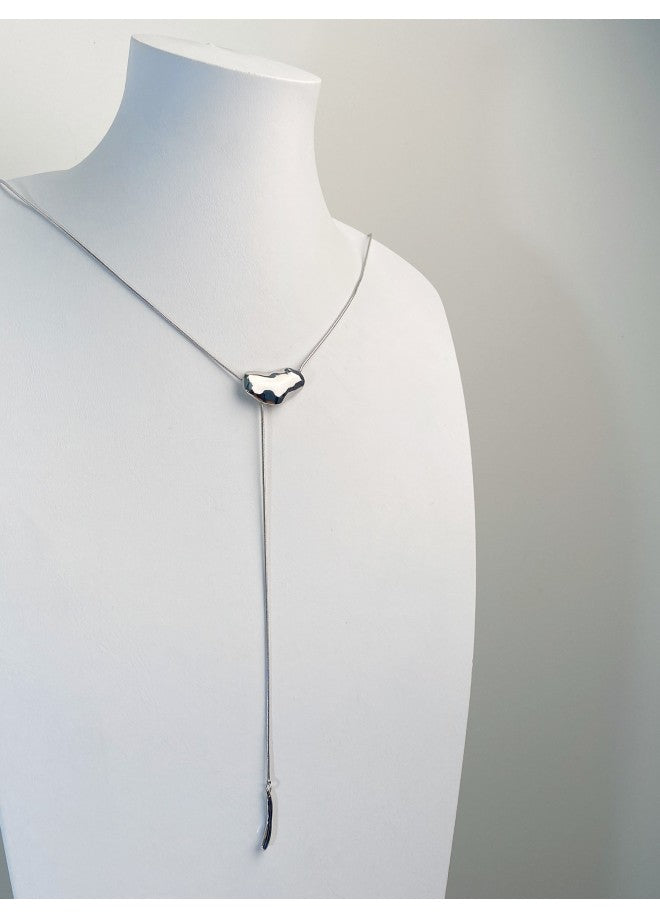 Minimalist Silver Bean Pendant Y Necklace