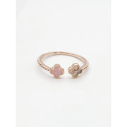 Pink Clover Double Flower Ring