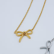 Golden Bow Charm Necklace
