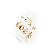 Gold Hoop & Stud Earring Set (4 pices)