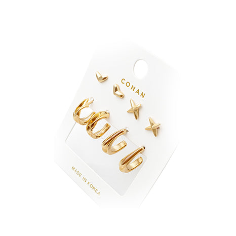 Gold Hoop & Stud Earring Set (4 pices)