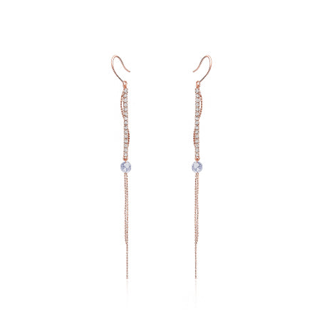 Gold Crystal Long Chain Earrings