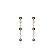Rose Gold Floral Crystal Long Earrings