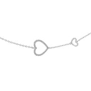 Elegant Double Heart Silver Necklace