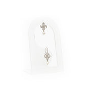 Silver Clover Drop Earrings with Pearl
