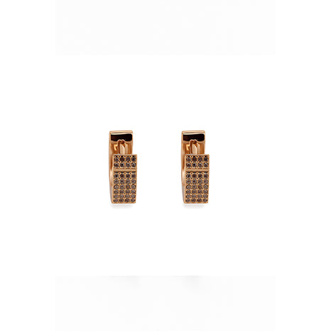 Rose Gold Sparkling Square Hoop Earrings