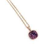 Rose Gold Necklace with Purple Crystal Pendant