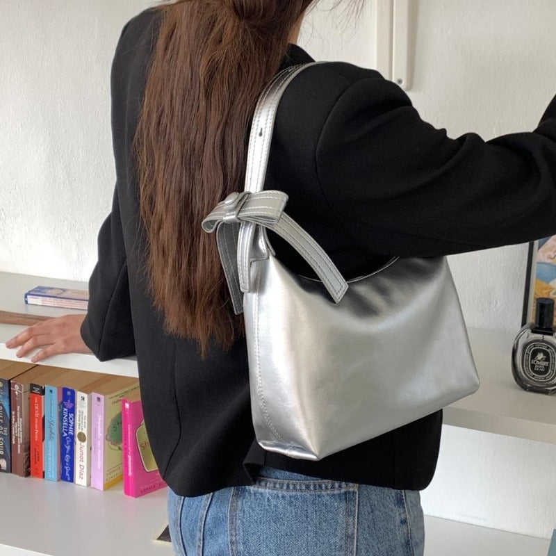 Silver Bow Handle Bag