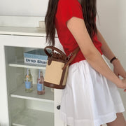 Chic Dual-Tone Bucket Bag