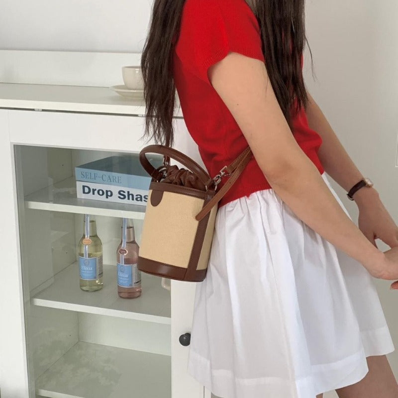 Chic Dual-Tone Bucket Bag
