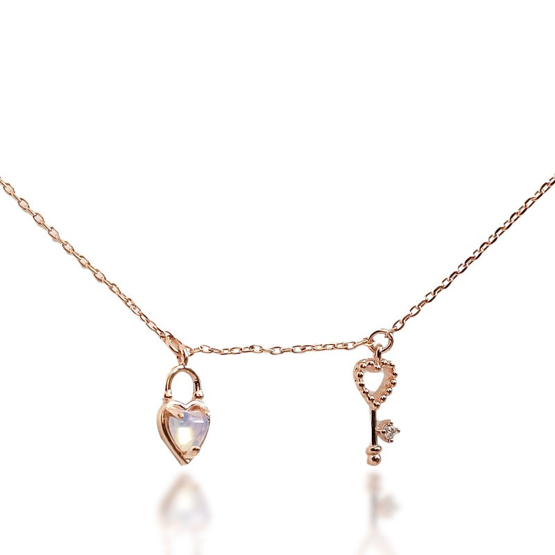 Heart & Key Rose Gold Necklace