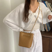 Elegant Tan Woven Shoulder Bag
