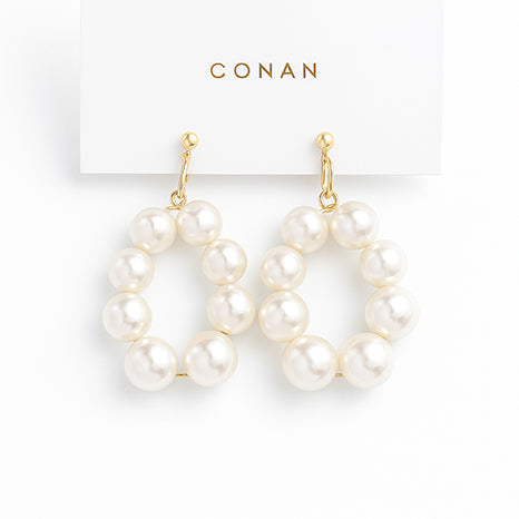 Elegant Pearl Loop Drop Earrings