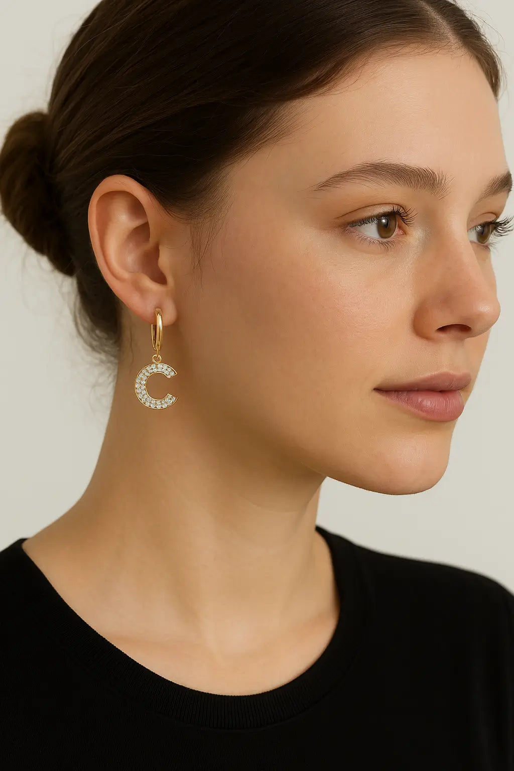 Gold Alphabet & Pearl Mismatched Earrings