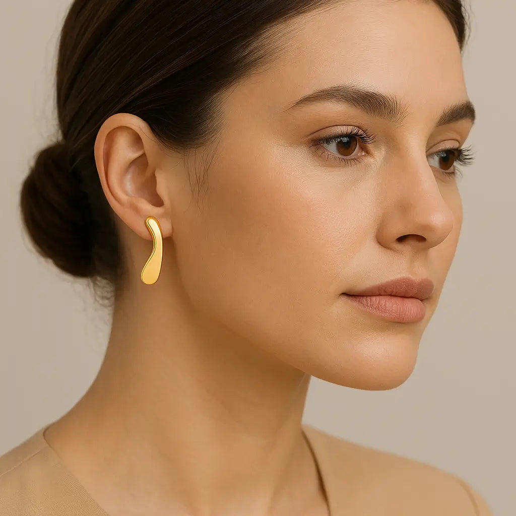 Modern Fluid Gold Earrings