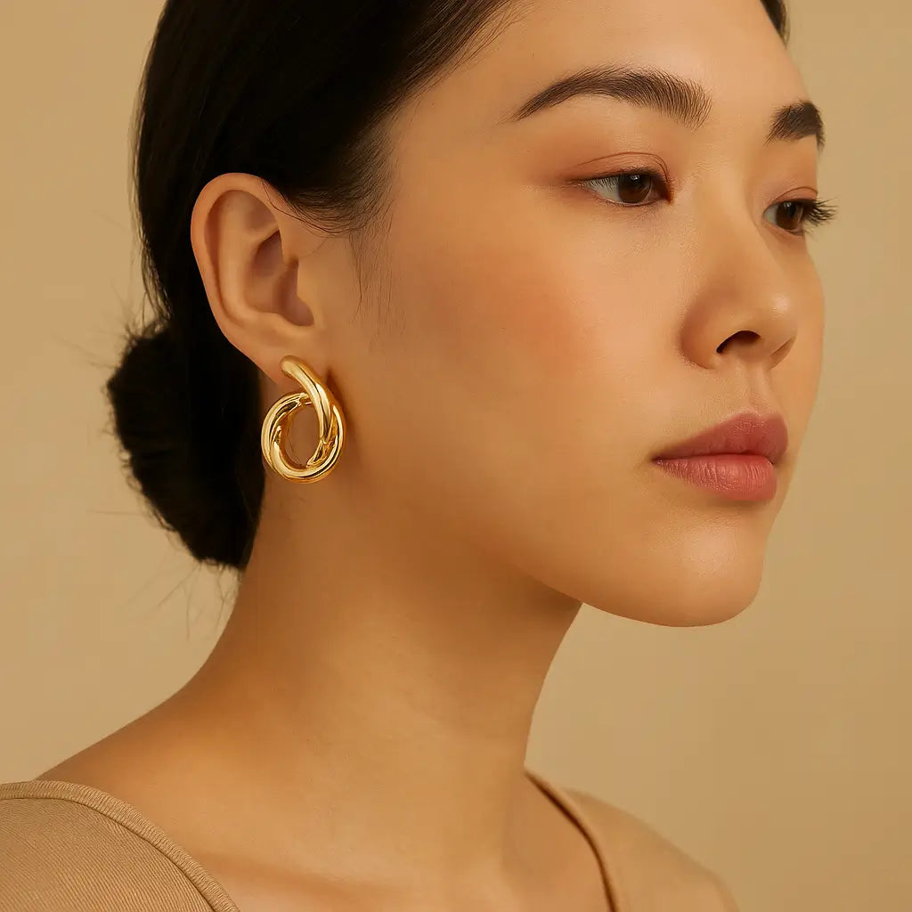 Twisted Bold Gold Loop Earrings