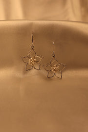 Silver Floral Pearl Wire Earrings