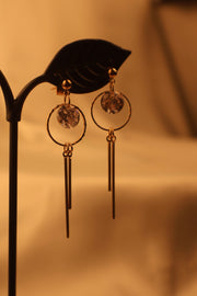 Rose Gold Crystal Drop Bar Earrings