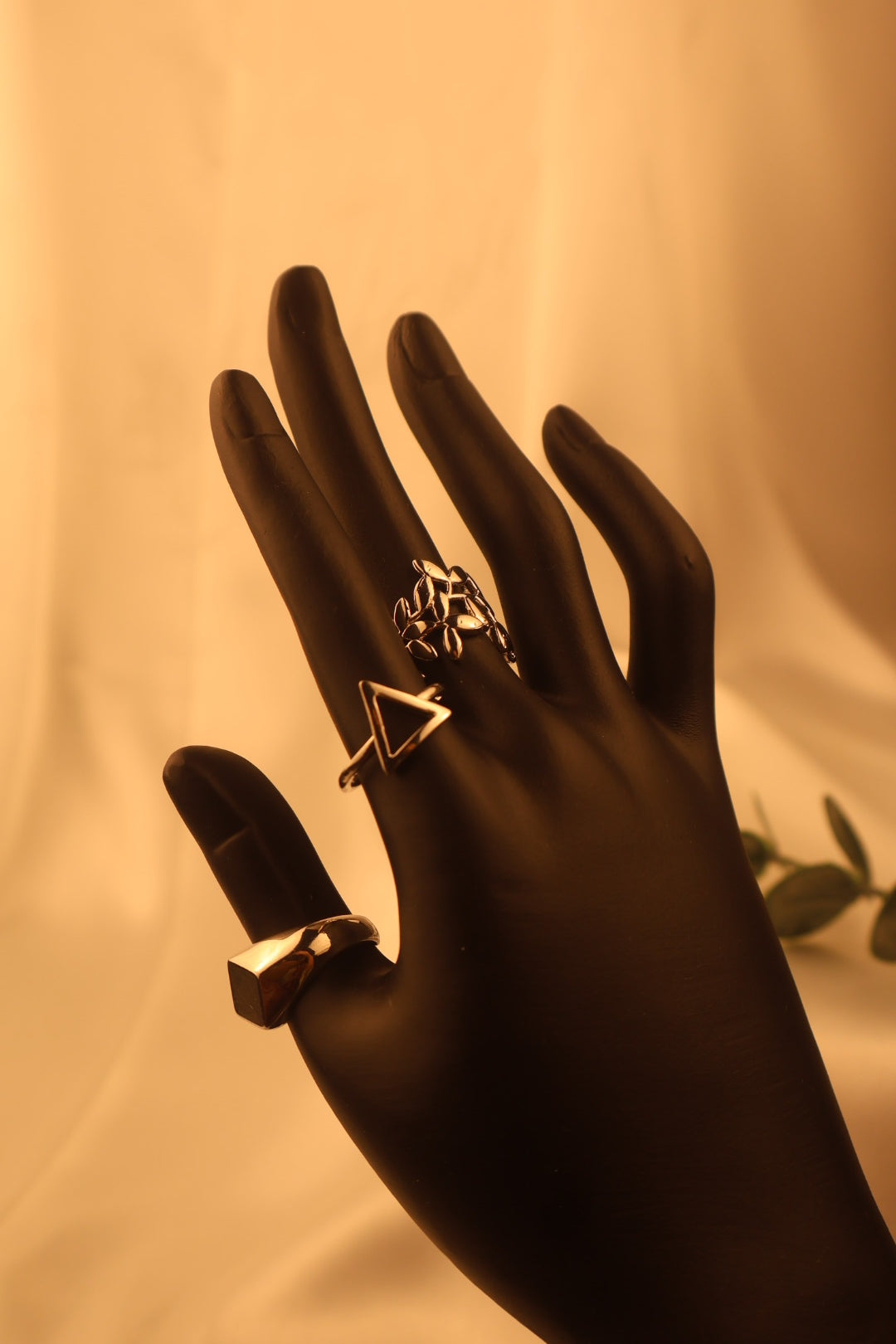 Silver Geometric Rings Set of 3