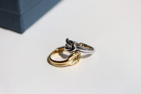 Silver & Gold Knot Design Ring Set