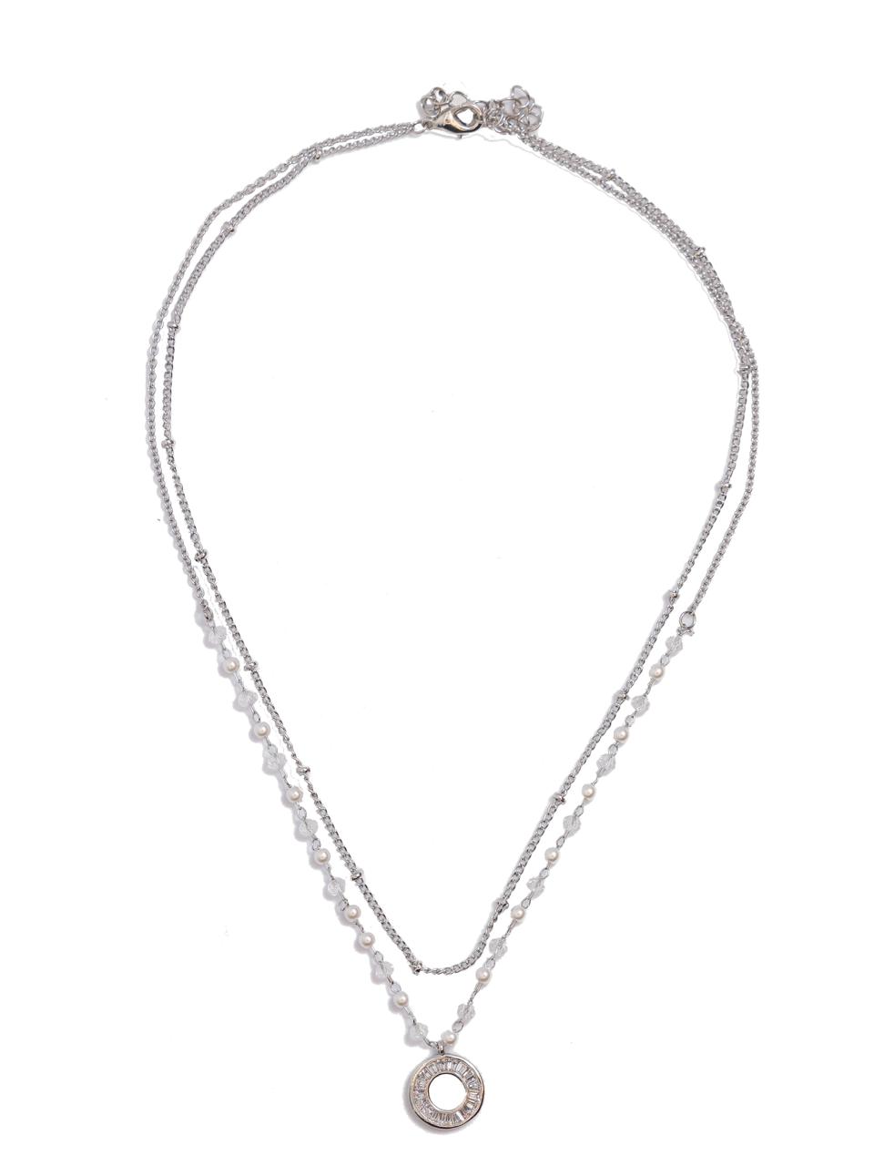 Elegant Silver Layered Pearl Necklace