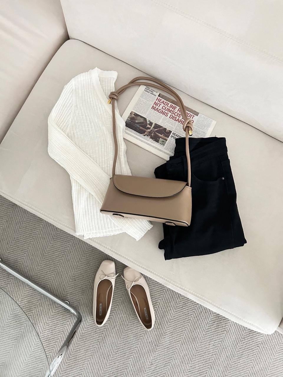Beige Classic Shoulder Bag