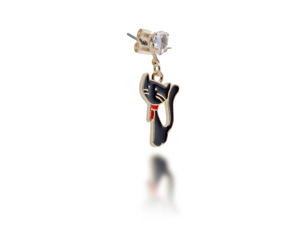 Cute Black Cat Drop Earrings