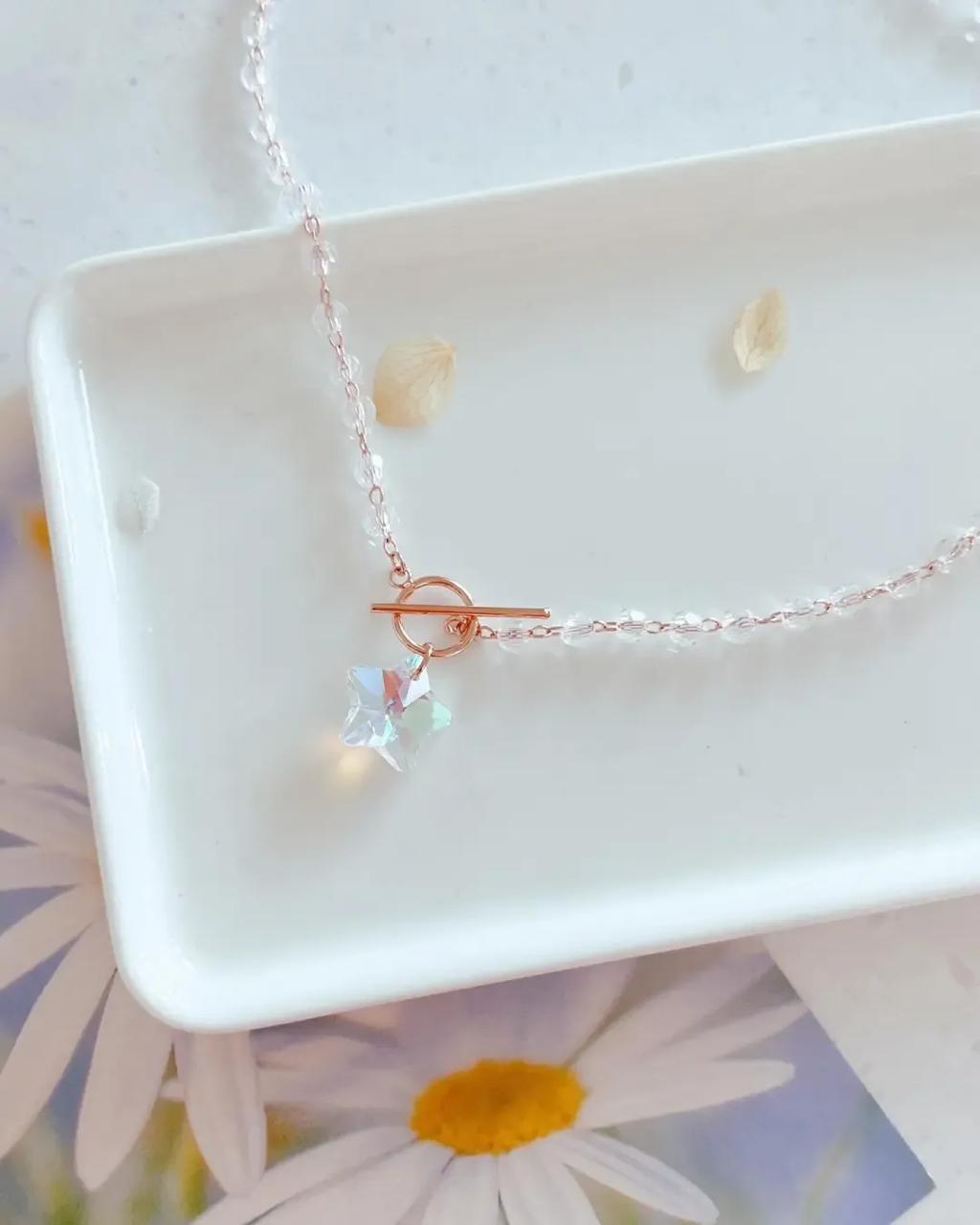 Crystal Star Rose Gold Necklace