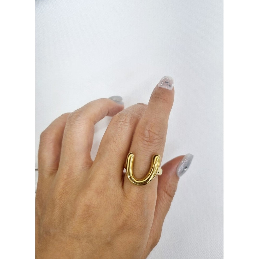 Gold & Silver U-Shaped Ring