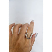 Silver U shaped ring