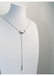Silicone Slide Irregular Melting Heart Y Snake `silver Necklace