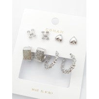 gold/silver H shaped earring set (4 pices)