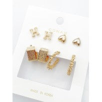 gold/silver H shaped earring set (4 pices)