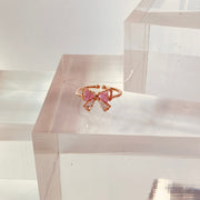 rose gold ring pink stones ribbon shaped