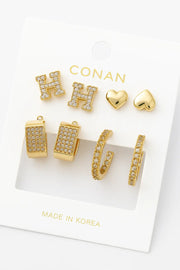 Silver & Gold Multi-Style Earring Set