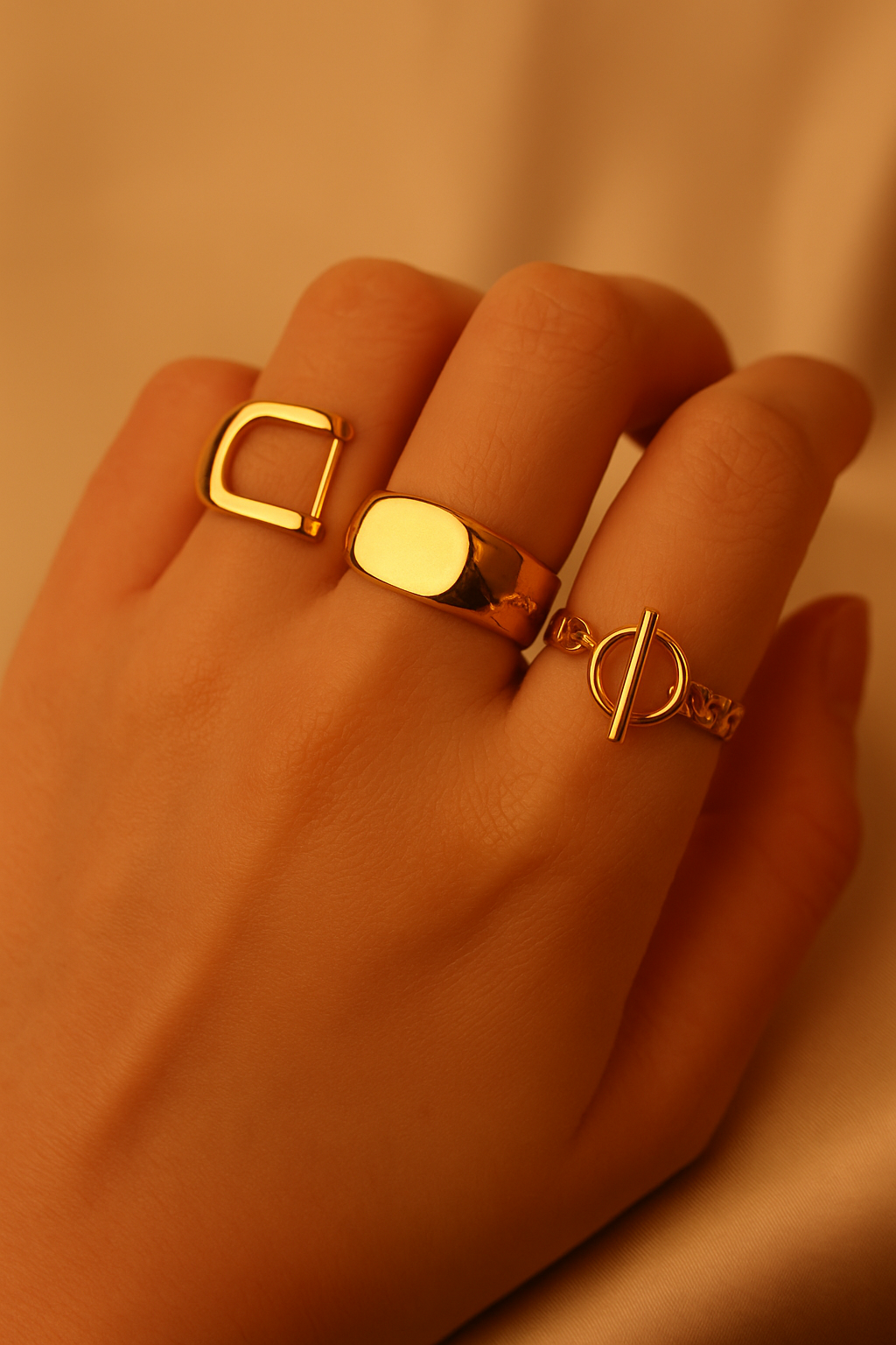 Rose Gold Ring Set (3 Pieces)