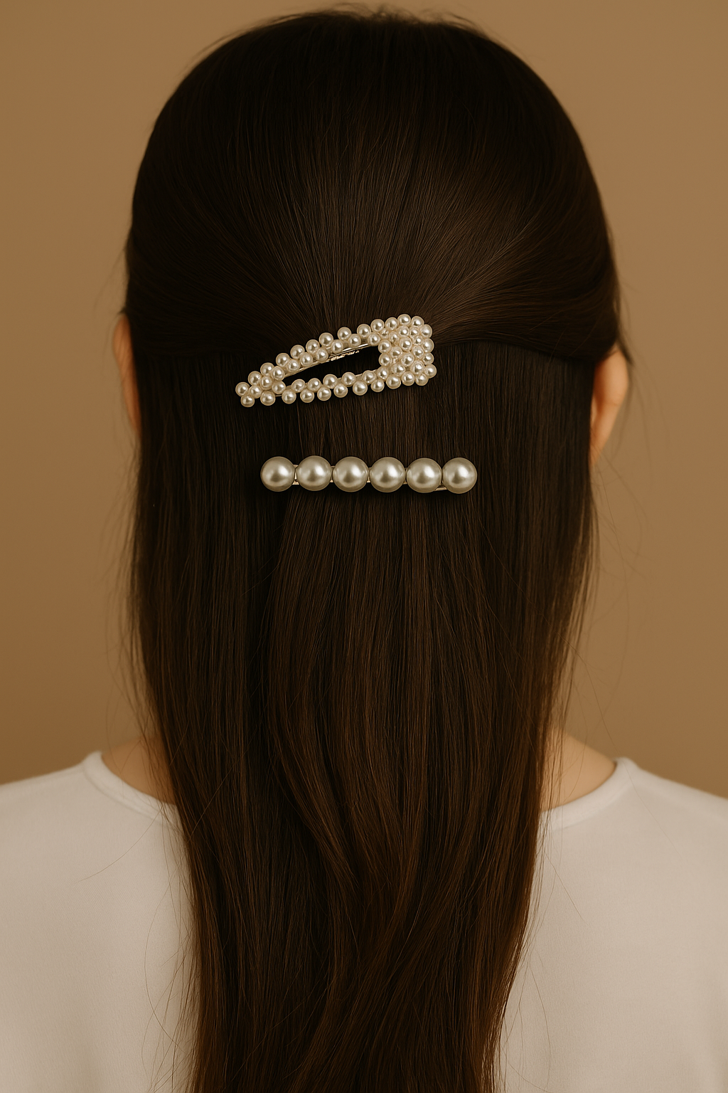 Silver Pearl Hair Clip Duo Set Of 2