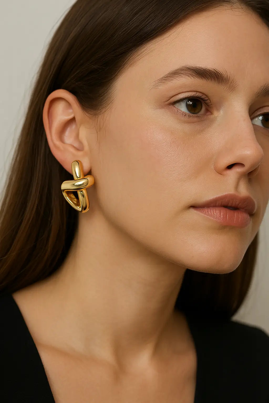 Bold Twist Gold Statement Earrings
