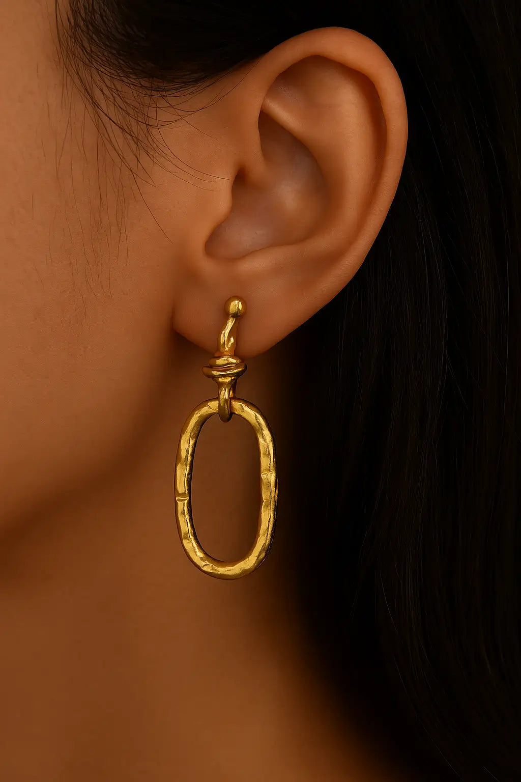 Twisted Knot Oval Metal Drop Earrings