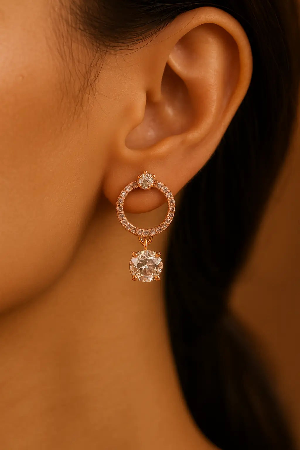 Sparkling Crystal Circle Stud Earrings