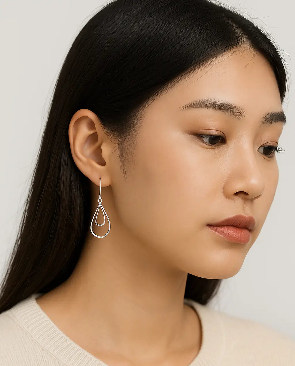 Minimalist Double Drop Silver Earrings