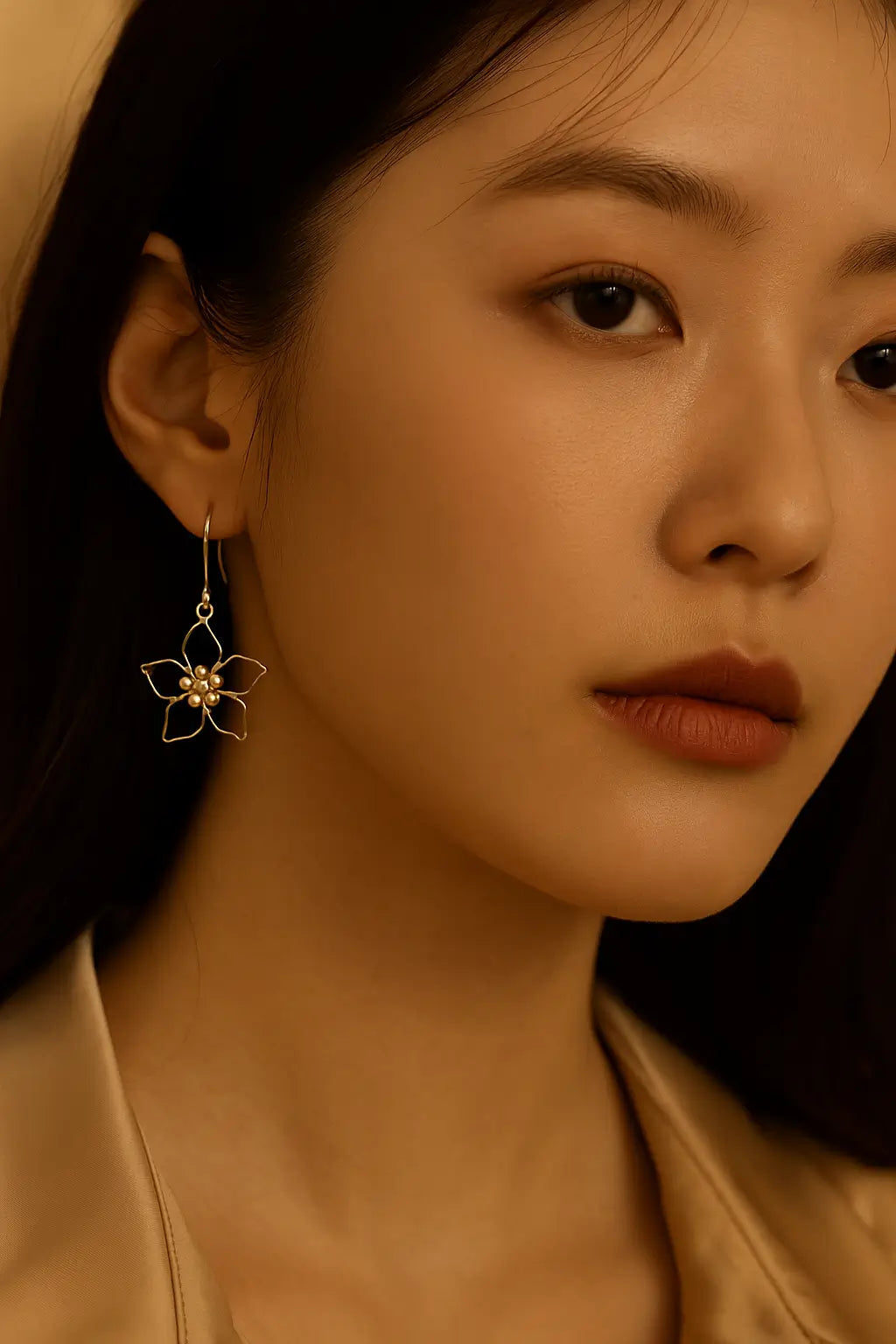 Silver Floral Pearl Wire Earrings