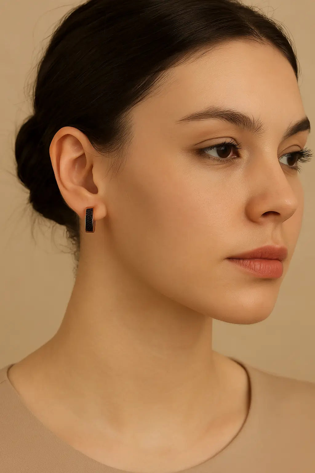 Rose Gold Sparkling Square Hoop Earrings