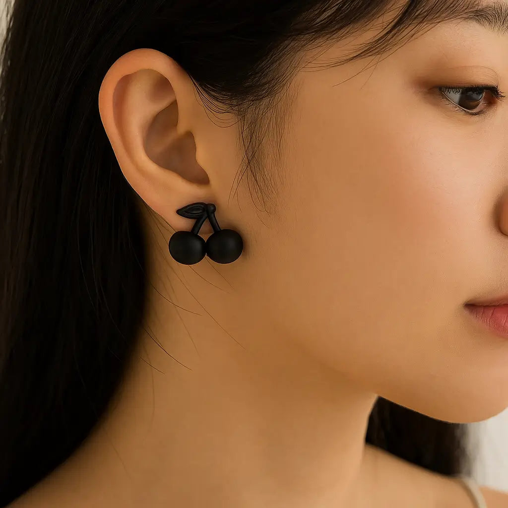 Black Cherry Stud Earrings