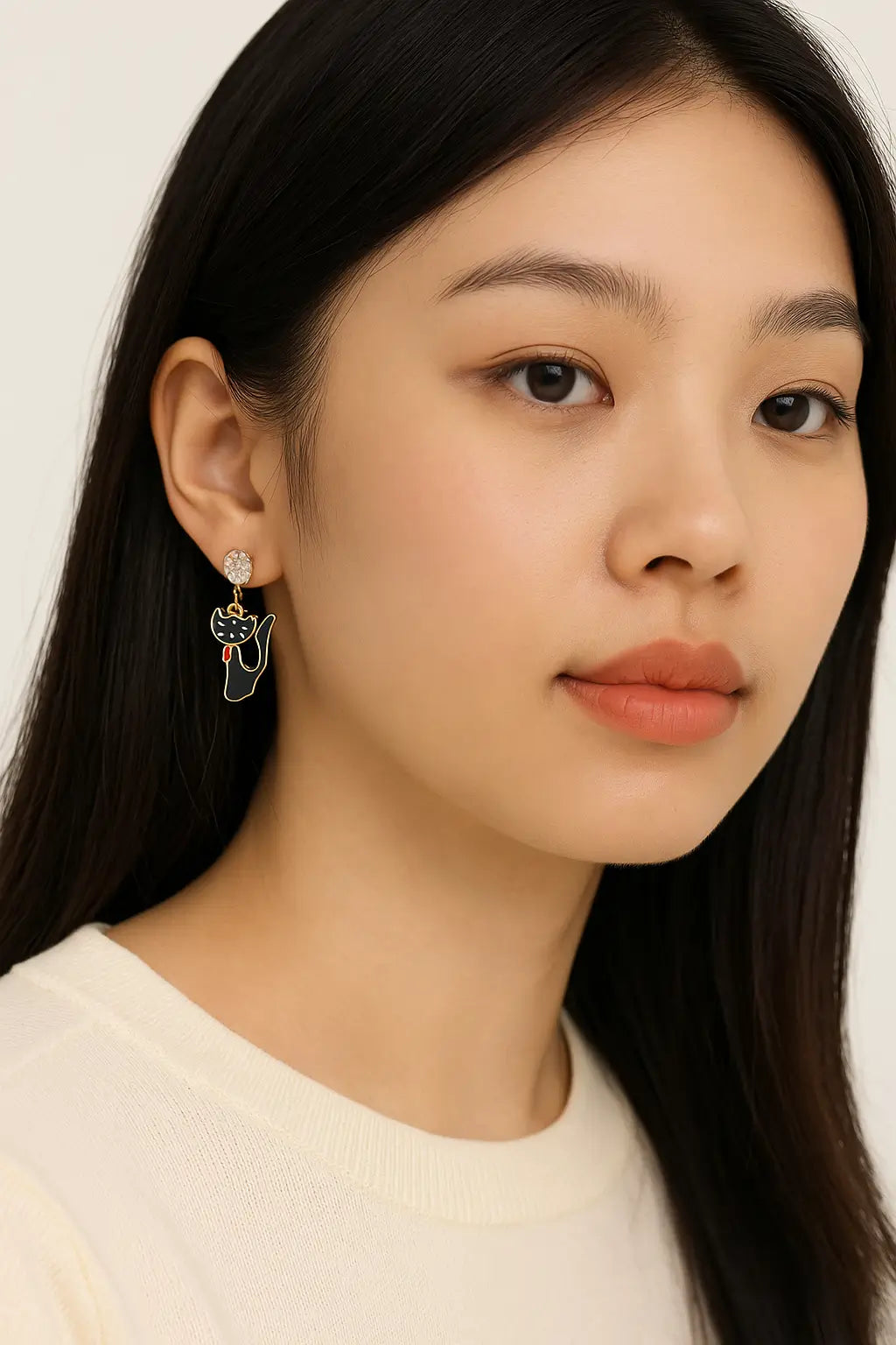 Cute Black Cat Drop Earrings