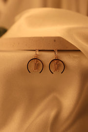 rose gold circle with rectangle stone hang