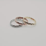Rose gold X pattern shape ring