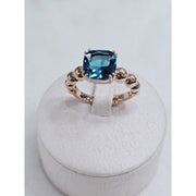 Sky Blue square glass simple freesize ring